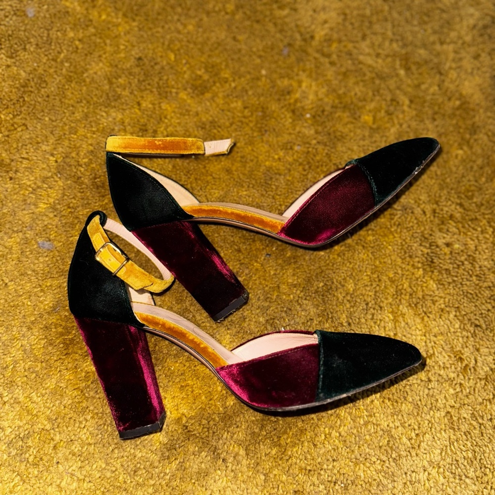 J.crew velvet color block heels